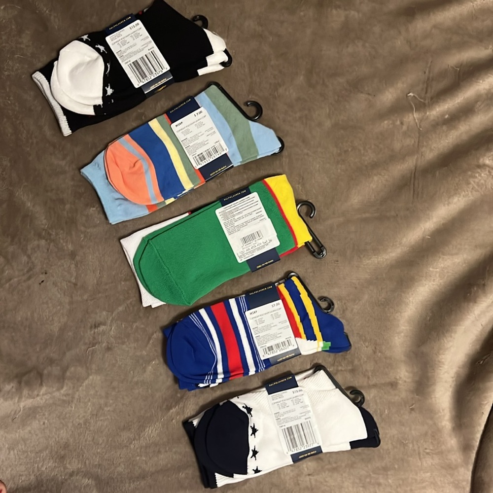 5 single packs Ralph Lauren  socks - Picture 2 of 4